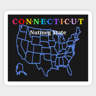 Connecticut, USA. Nutmeg State. (Map Version) Sticker